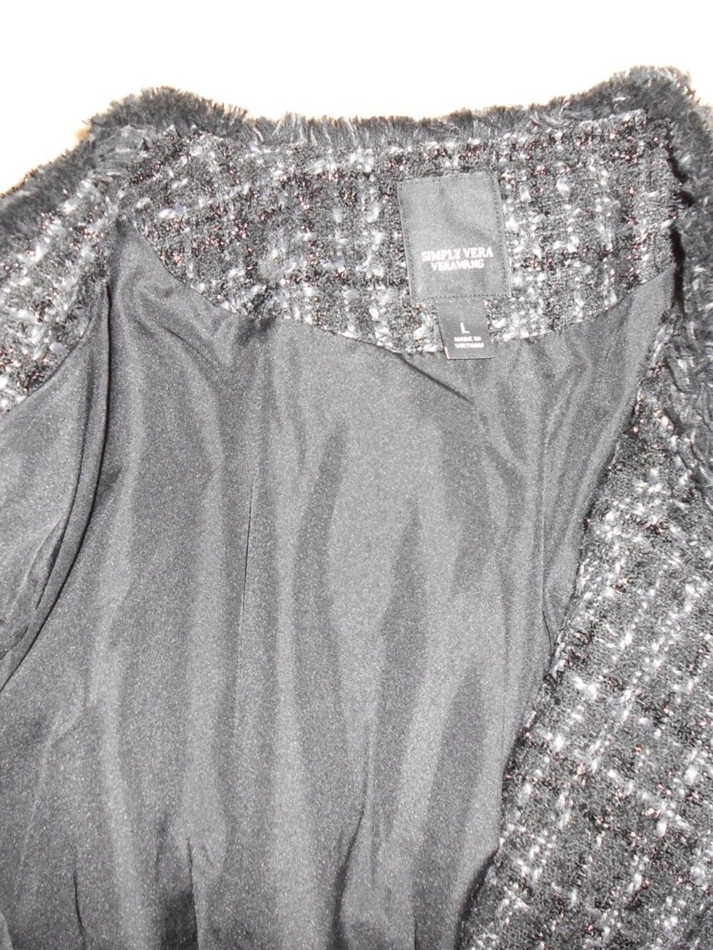 Women's Simply Vera Vera Wang Black Tweed Boucle Jacket Size Large - Picture 6 of 7